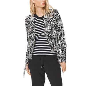 MICHAEL KORS GRAFFITI LEATHER MOTO JACKET (NWOT) - L